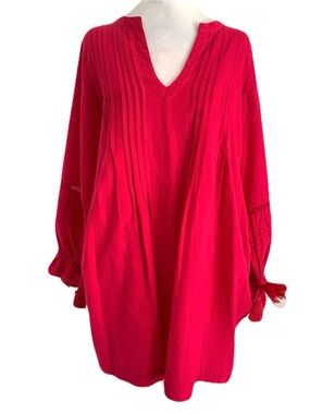 Roller Rabbit XS Oversized Long Sleeve Tassel Detail Fuchsia Pink Tunic Dress